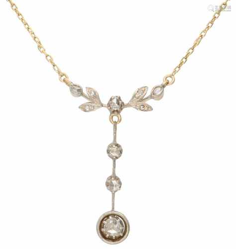 Geelgouden collier, met diamant - 18 kt.