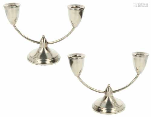 (2) Delig set tafel kandelaars zilver.