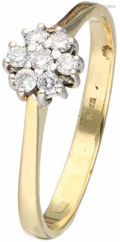 Geelgouden rozetring, met ca. 0.14 ct. diamant - 14 kt.