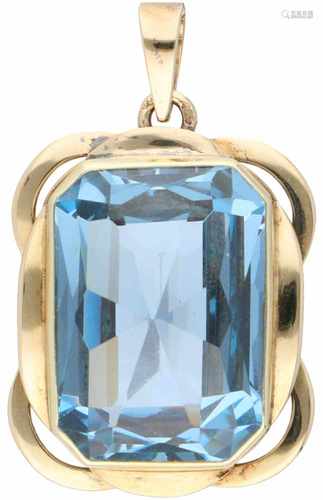 Geelgouden hanger, met synthetische blauwe spinel - 14 kt.