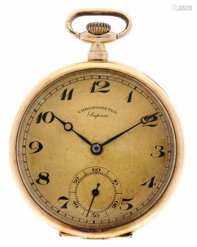 Chronometer Supra - Zakhorloge goud met ketting - Ca. 1915.