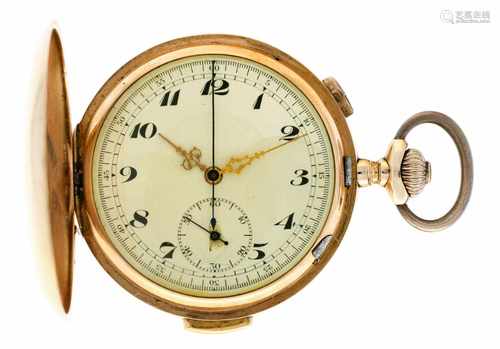 Gouden savonette chronograaf zakhorloge, repetitie uurwerk - Heren - Ca. 1905.