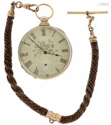 London - Zakhorloge 9 karaat goud, met ketting - Ca. 1850.