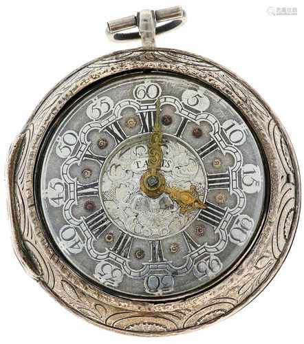 Zakhorloge, zilver, snek spillegang, 'Tarts, London' - Herenzakhorloge - Handopwindbaar - Ca. 1750-