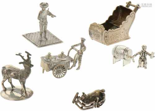 (6) Delig lot miniaturen zilver.