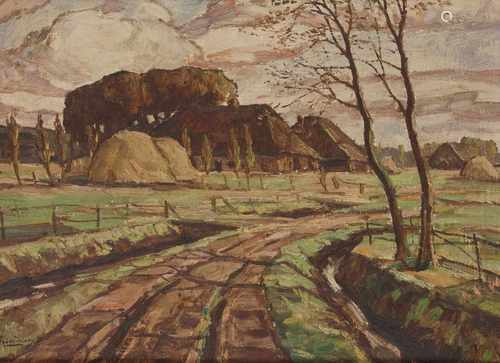 Jan Baartmans (Bergen op Zoom 1898 - 1968), Landschap met boerderij.