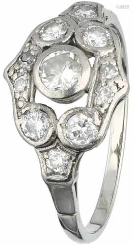 Witgouden ring, met ca. 0.50 ct. diamant - 18 kt.