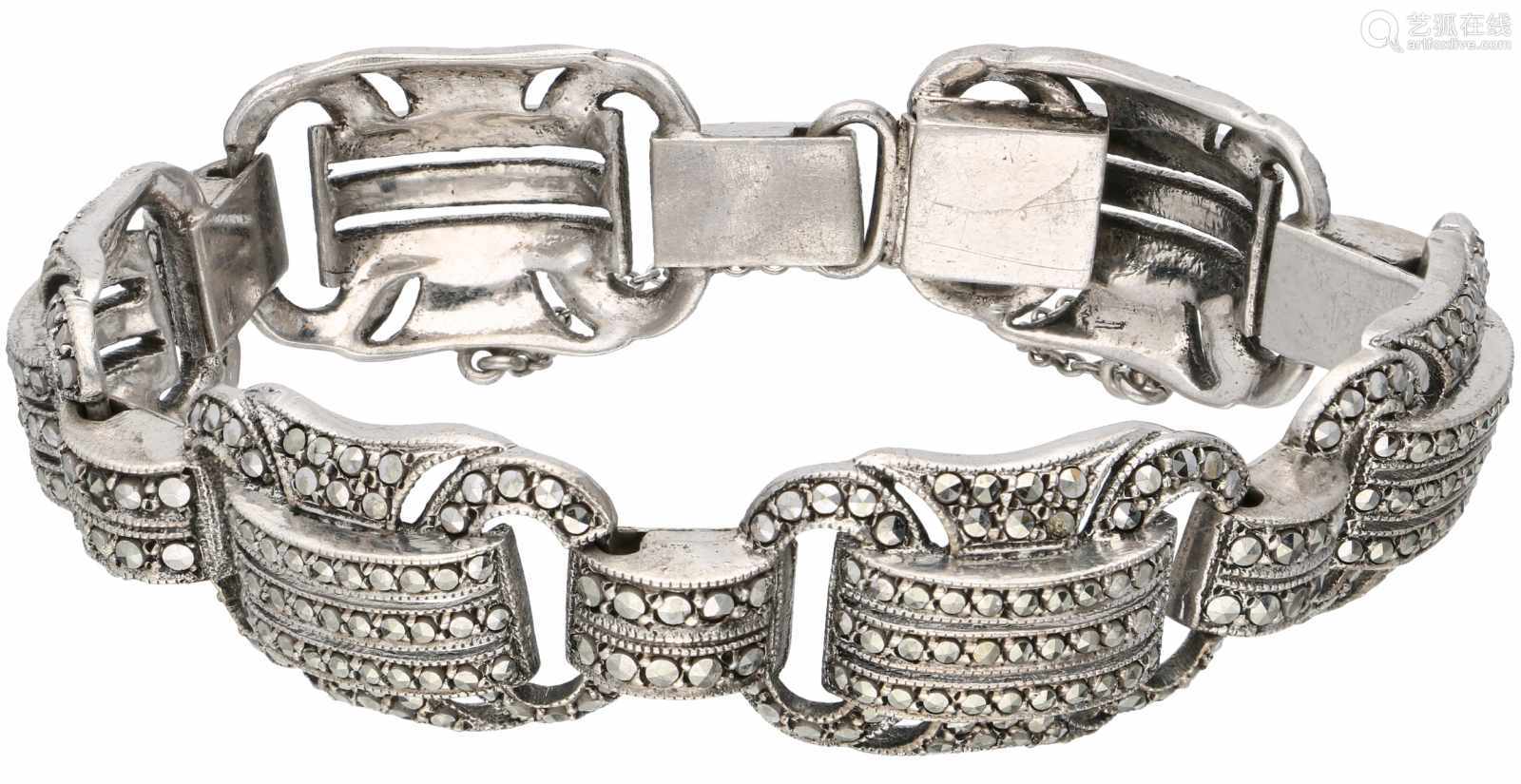 Billy Goat Retentie constante Zilveren Art Deco armband, met markasiet - 835/1000.－【Deal Price Picture】