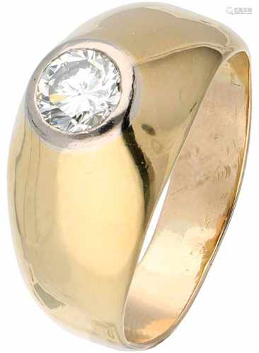 Geelgouden solitair ring, met ca. 0.60 ct. diamant - 14 kt.