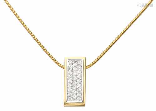 Geelgouden klassiek collier met hanger van The Flanders Collection, met ca. 1.04 ct. diamant - 18