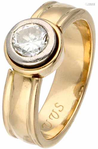 Geelgouden solitair ring, met ca. 0.76 ct. diamant - 14 kt.