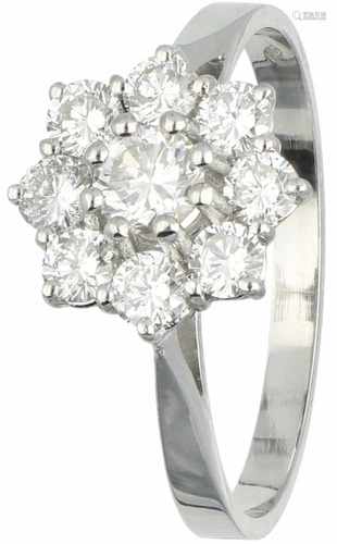 Witgouden rozetring, met ca. 1.65 ct. diamant - 18 kt.