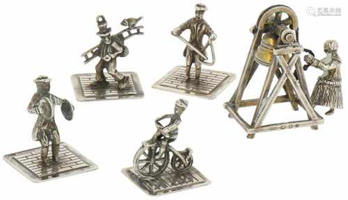 (5) Delig lot miniaturen zilver.