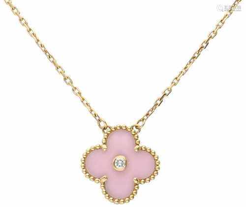 Geelgouden Van Cleef & Arpels Alhambra Limited Edition 2015 Holiday collier, met ca. 0.03 ct.