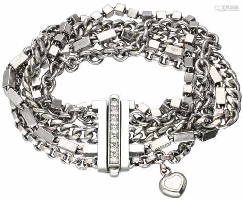 Witgouden Chopard Les Chaines vijfrijige armband, met ca. 0.37 ct. diamant - 18 kt.