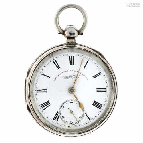 Zakhorloge, zilver, Engels ankergang, 'JG Graves, Sheffield' - Herenzakhorloge - Handopwindbaar -