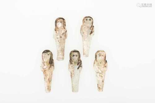 Zes Egyptische Ushabti, 1070 v.Chr. – 664 v.Chr., 21e/22e Dynastie.