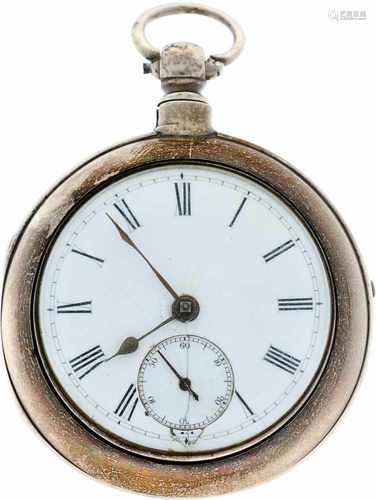 Zakhorloge, zilver, Engels snek ankergang, - Herenzakhorloge - Handopwindbaar - Ca. 1880.