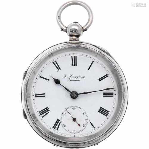 Zakhorloge, zilver, Engels ankergang, 'Harrison, London' - Herenzakhorloge - Handopwindbaar - Ca.