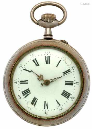 Zakhorloge, staal, ankergang, Automobile Regulateur - Herenzakhorloge - Handopwindbaar - Ca. 1900.