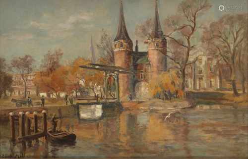 Evert Moll (Voorburg 1878 - 1955 Den Haag), De waterpoort te Sneek.