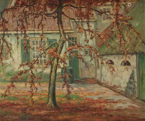 Wim Helder (Den Haag 1892 - 1966 Hattem), Hofje in de herfst.