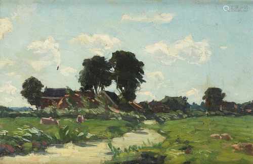 Daniel Been (Rotterdam 1885 - 1967 Baarn), Landschap in de omgeving van Overschie, olieverf op