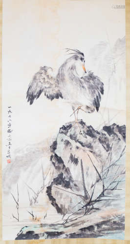 Chinese scroll painting of landscape, by Liu Guzi