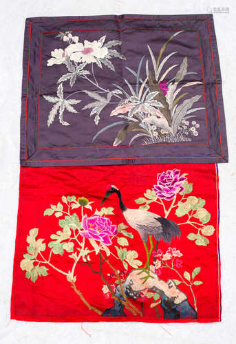 Qing Dynasty, 2 pieces Chinese ancient silk embroidery