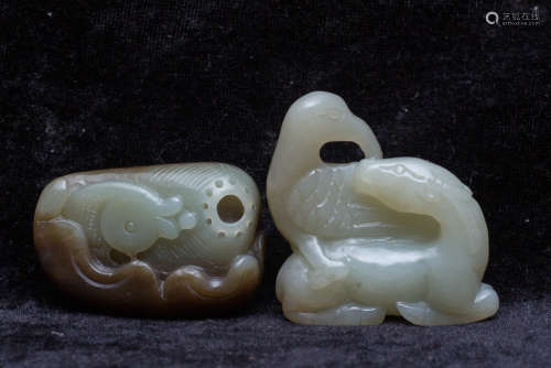 Two jade carving ornaments