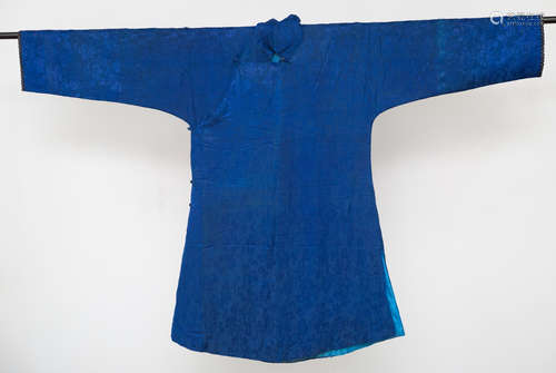 Qing Dynasty, blue Chinese ancient silk embroidery robe coat