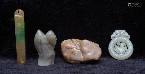 A set of jade carvings