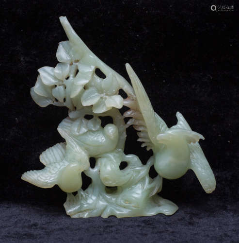 Jade carving of flowers and birds