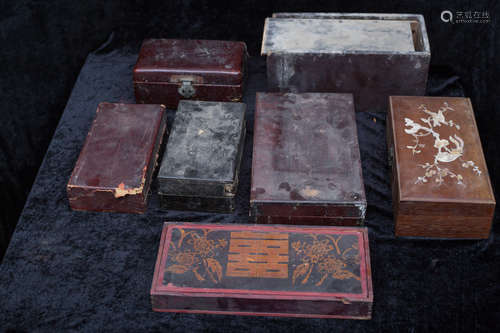 Qing Dynasty/Min Guo, 6 hardwood boxes