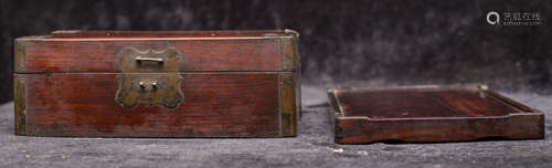 Qing Dynasty, huang hua li wood box and plate