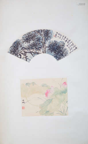 Chinese scroll painting of lotus, by Wu Hufan