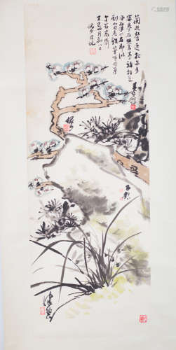 Chinese scroll painting of flowers