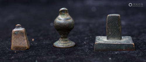 Qing Dynasty, three Chinese bronze seals