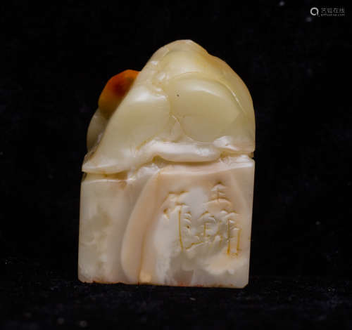 Shoushan stone lotus carving seal