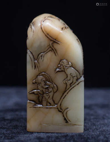 Shoushan stone landscape carving seal