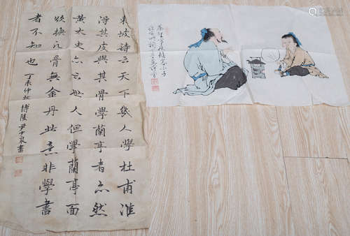 2 pieces Chinese Calligraphy and paintings