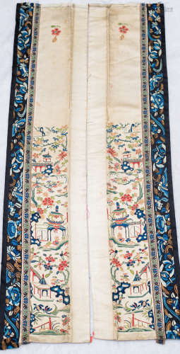 Qing Dynasty, A pair of Chinese ancient silk embroidery