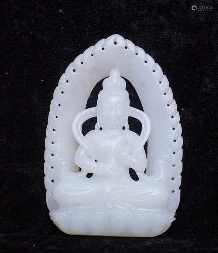 White jade guan yin carving