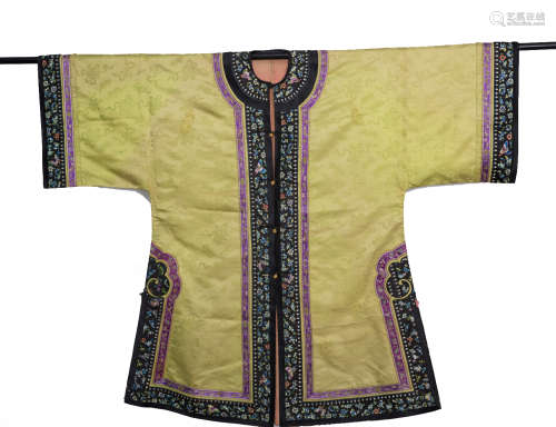 Qing Dynasty, Chinese ancient silk embroidery dress robe