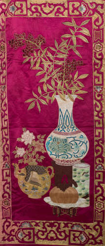Qing Dynasty, Chinese ancient silk embroidery bo gu tu