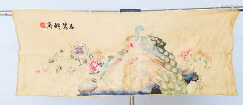 Qing Dynasty, Chinese ancient silk embroidery of birds