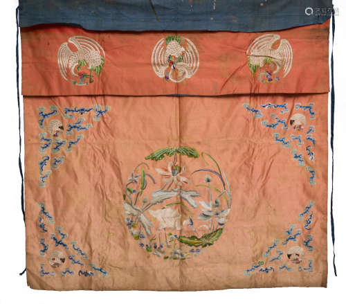 Qing Dynasty, Chinese ancient silk lotus embroidery