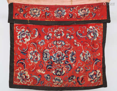 Qing Dynasty, Chinese ancient silk flowers embroidery