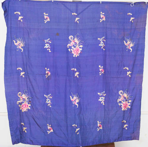 Qing Dynasty, blue Chinese ancient silk embroidery