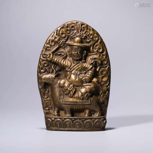 清中期 骑羊护法  铜